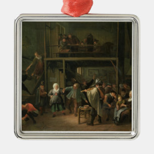 The Interior of a Tavern with a Couple Dancing to Metal Tree Decoration