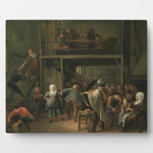 The Interior of a Tavern with a Couple Dancing to Plaque