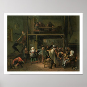 The Interior of a Tavern with a Couple Dancing to Poster