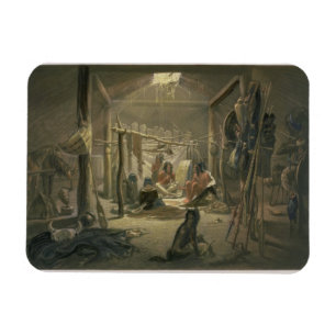 The Interior of the Hut of a Mandan Chief, plate 1 Magnet