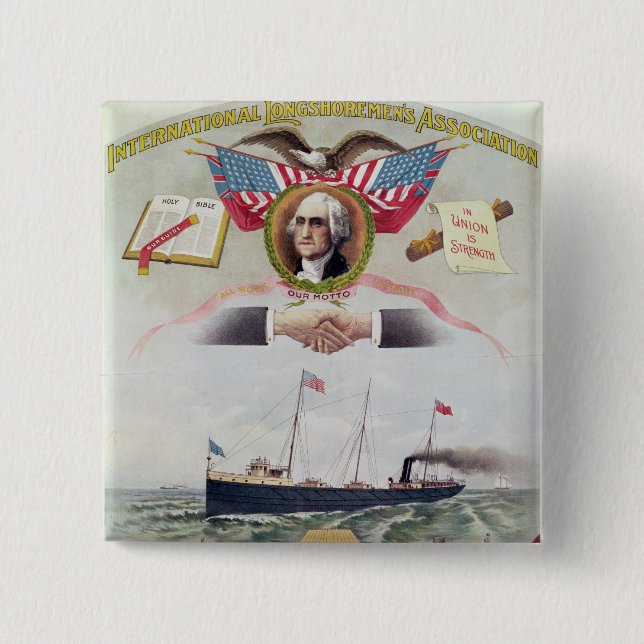 The International Longshoremen's Association 15 Cm Square Badge (Front)