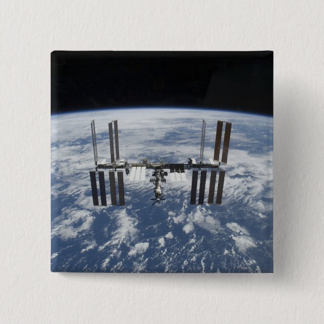 The International Space Station in orbit 15 Cm Square Badge (Front)