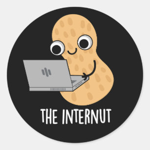 The Internut Funny Internet Peanut Pun Dark BG Classic Round Sticker