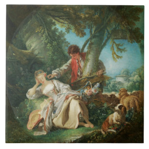 The Interrupted Sleep by François Boucher  Tile