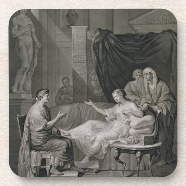 The Interview of Augustus and Cleopatra, engraved Coaster (Front)