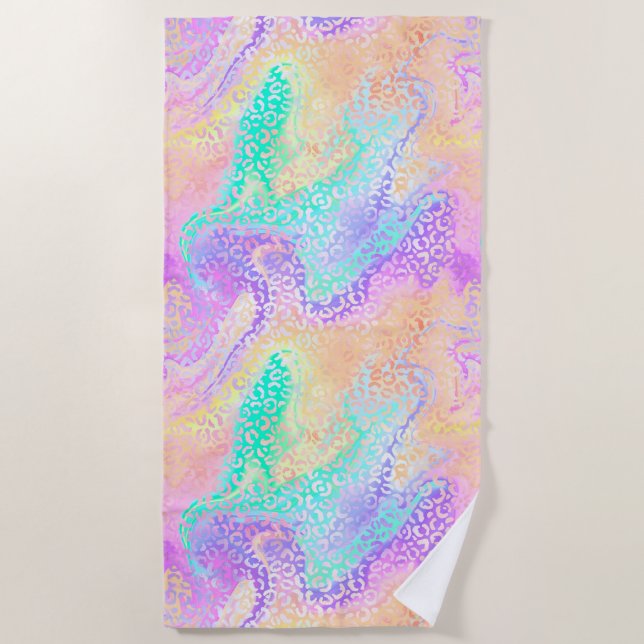 The Iridescent Leopard Series Design 3 Beach Towel (Front)