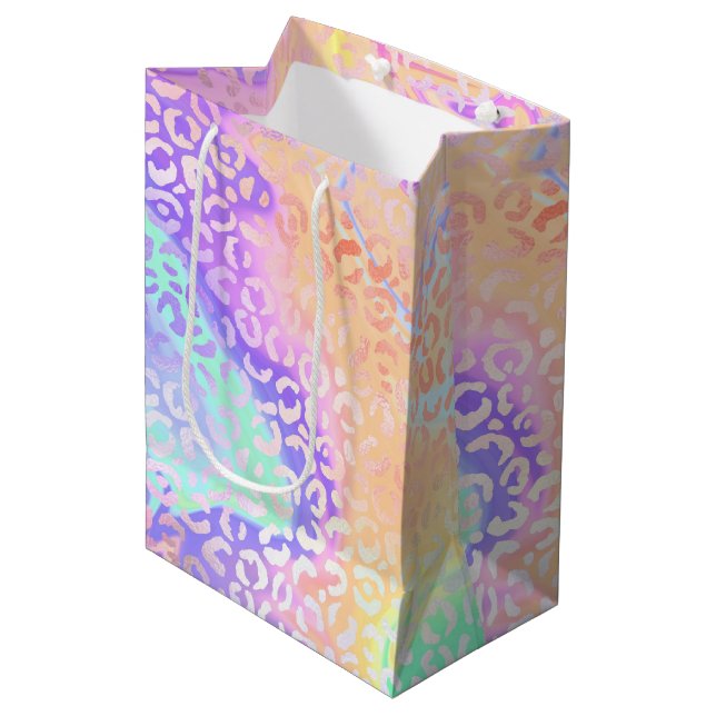 The Iridescent Leopard Series Design 3 Medium Gift Bag (Front Angled)