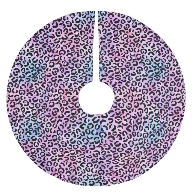 The Iridescent Leopard Series Design 4 Brushed Polyester Tree Skirt (Front)