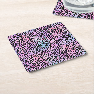 The Iridescent Leopard Series Design 4 Square Paper Coaster