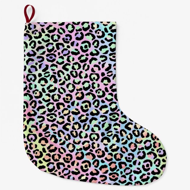 The Iridescent Leopard Series Design 5 Large Christmas Stocking (Front)