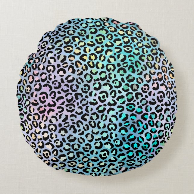 The Iridescent Leopard Series Design 8 Round Cushion (Front)