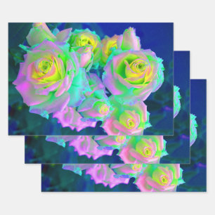 The Iridescent Pearly Roses Wrapping Paper Sheet