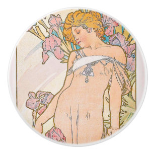 The Iris (1897) by Alphonse Mucha Ceramic Knob
