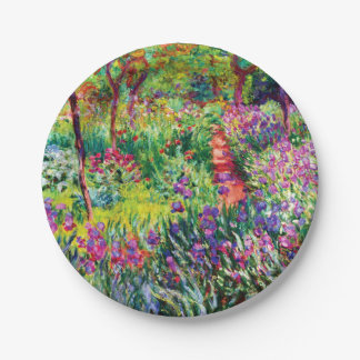 The Iris Garden at Giverny by Claude Monet Paper Plate