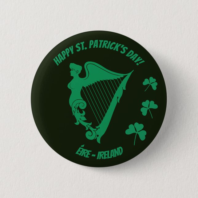 The Irish harp - a symbol of Ireland 6 Cm Round Badge (Front)