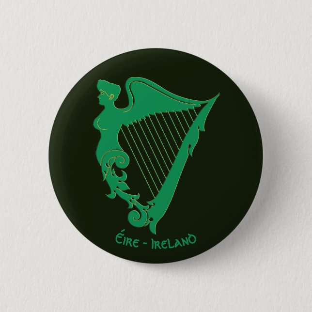 The Irish harp - a symbol of Ireland 6 Cm Round Badge (Front)