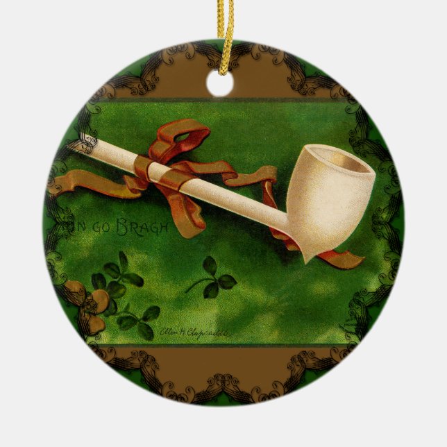 The Irish Pipe by Ellen Clapsaddle Ornament (Front)