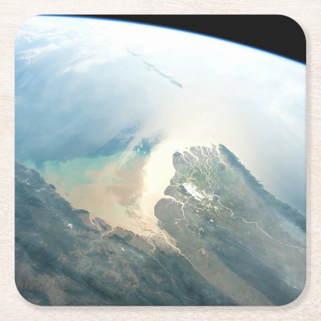 The Irrawaddy River Delta In Burma (Myanmar). Square Paper Coaster (Front)