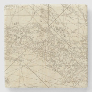 The Island of Cuba with part of the Bahama Banks Stone Coaster