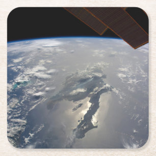The Island Of Hispaniola With Sunglin Square Paper Coaster