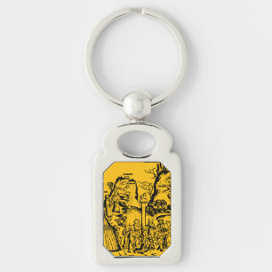 The Israelites worship a golden calf Key Ring