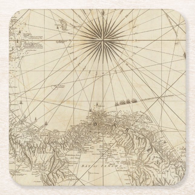 The Isthmus of Panama Square Paper Coaster (Front)