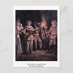 The Italian Comedy Detail By Antoine Watteau Postcard