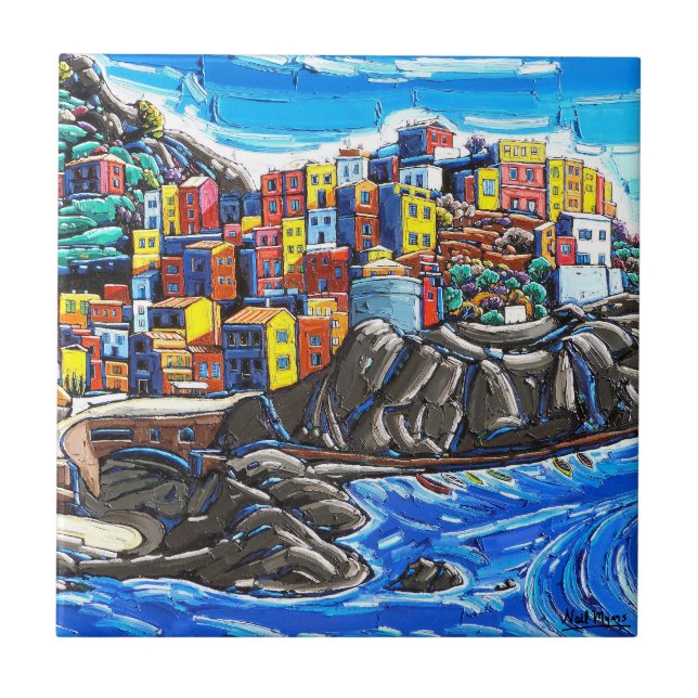 The "Italian Summer, Manarola" Art Tile (Front)