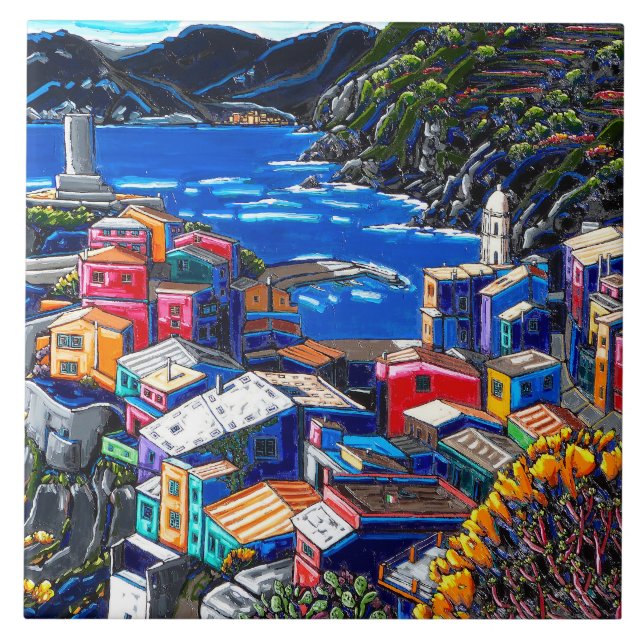 The "Italian Village " decorative art tile (Front)