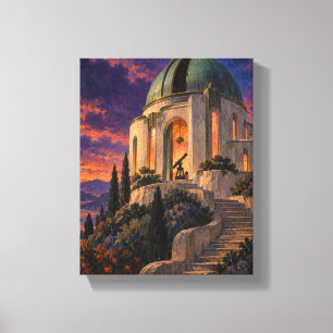 The Jade Observatory at Persimmon Dusk - Neo Deco Canvas Print