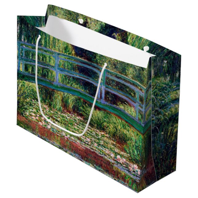 The Japanese Bridge (Water-Lily Pond), Monet Large Gift Bag (Front Angled)