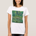 The Japanese Bridge (Water-Lily Pond), Monet T-Shirt<br><div class="desc">Oscar-Claude Monet (14 November 1840 – 5 December 1926) was a French painter, a founder of French Impressionist painting and the most consistent and prolific practitioner of the movement's philosophy of expressing one's perceptions before nature, especially as applied to plein air landscape painting. The term ""Impressionism"" is derived from the...</div>