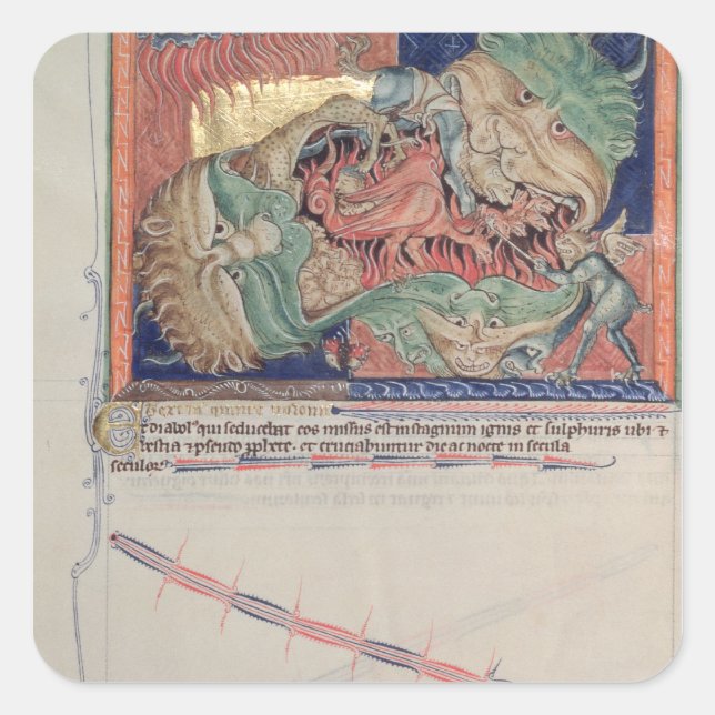 The jaws of Hell swallowing the red dragon Square Sticker (Front)