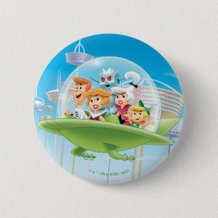 The Jetsons   The Family Flying Car 6 Cm Round Badge