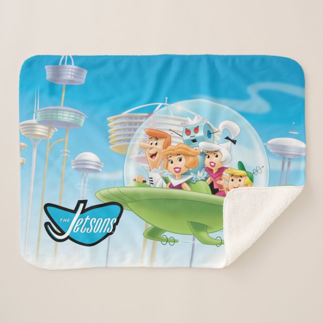 The Jetsons | The Family Flying Car Sherpa Blanket (Front (Horizontal))