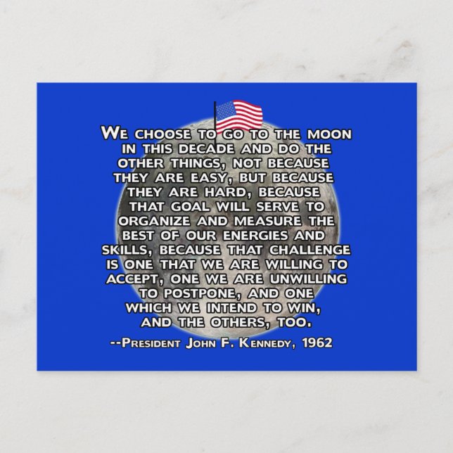 The JFK Quote That Sent Humans to the Moon Postcard (Front)
