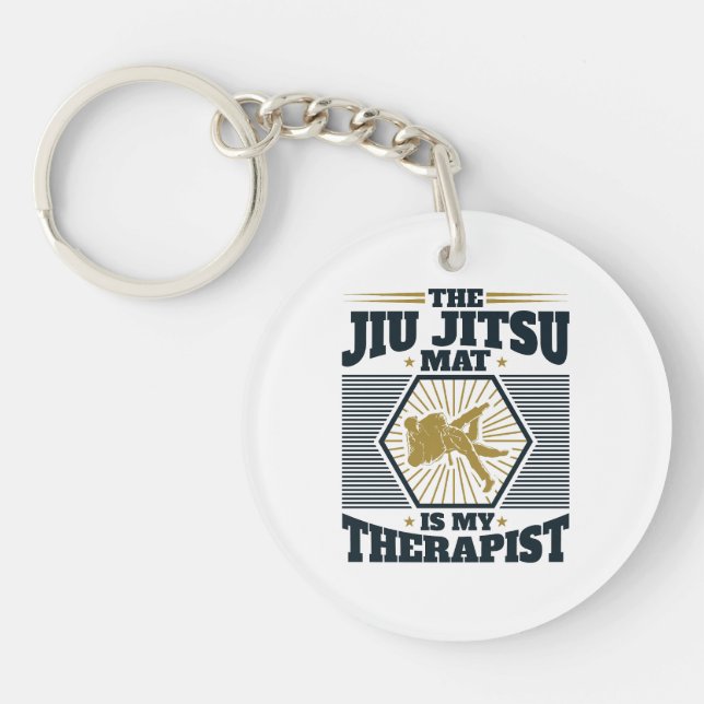 The Jiu Jitsu Mat Is My Therapist Key Ring (Front)