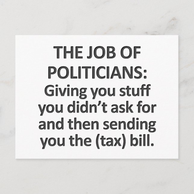 The job of politicians postcard (Front)