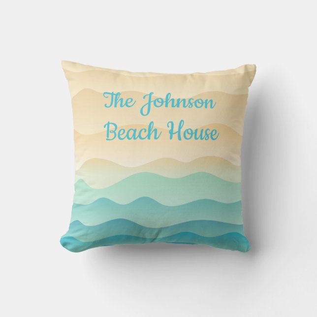The Johnson Beach House Pillow, Abstract Waves Cushion (Front)