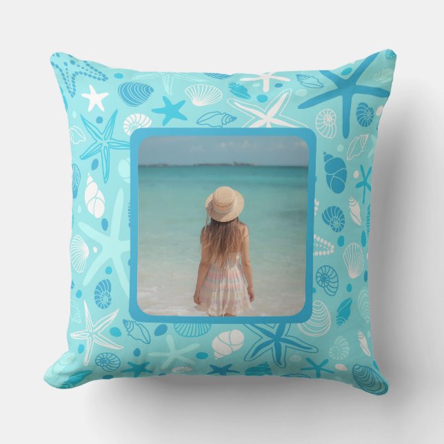 The Johnson Beach House Pillow, Cute Sea Pattern Cushion (Front)