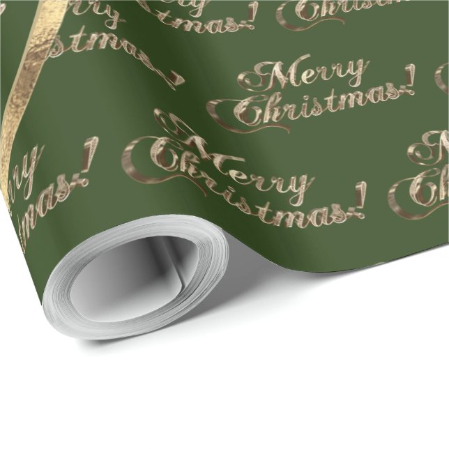 The Johnson Family Christmas Green Faux Gold Wrapping Paper (Roll Corner)