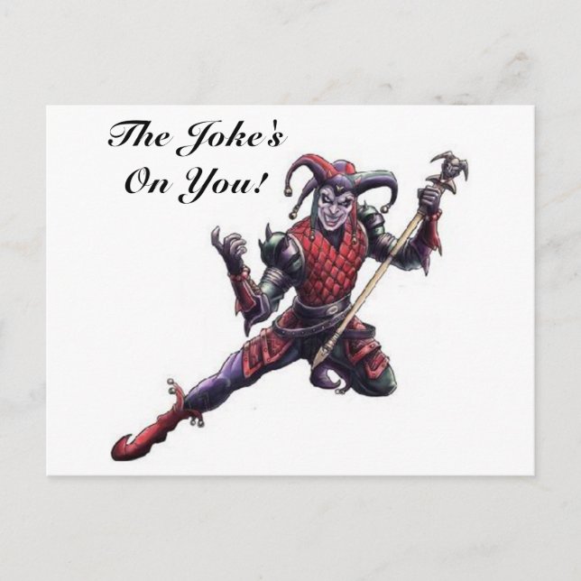 The Joke's On You Evil Jester Spirit and Staff Postcard (Front)