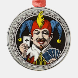 The jolly joker playing card graphic metal tree decoration
