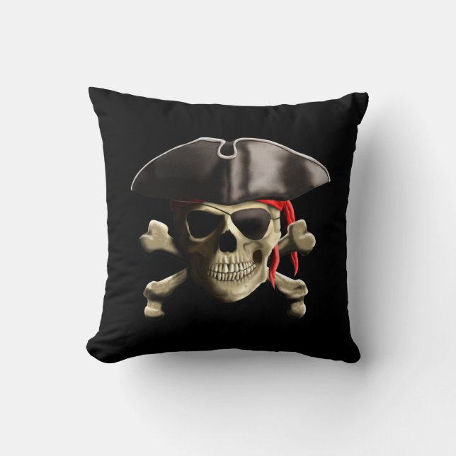 The Jolly Roger Pirate Skull Cushion (Front)