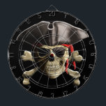 The Jolly Roger Pirate Skull Dartboard<br><div class="desc">Original classic Skull and Crossbones,  The Jolly Rodger”,  with red bandanna doo rag and pirate hat.</div>