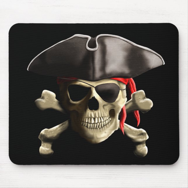 The Jolly Roger Pirate Skull Mouse Mat (Front)