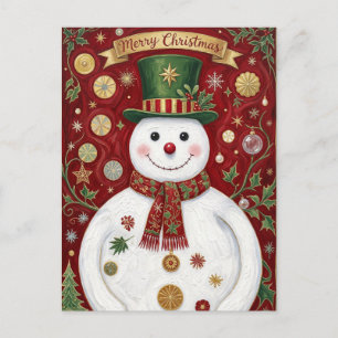 The Jolly Snowman’s Crimson Jubilee Holiday Postcard