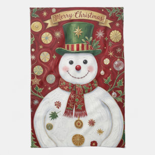 The Jolly Snowman’s Crimson Jubilee Tea Towel