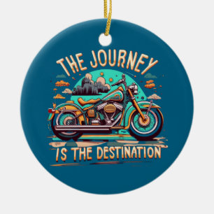The Journey Is the Destination: Vintage Motorcycle Ceramic Tree Decoration