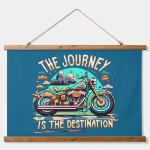 The Journey Is the Destination: Vintage Motorcycle Hanging Tapestry
